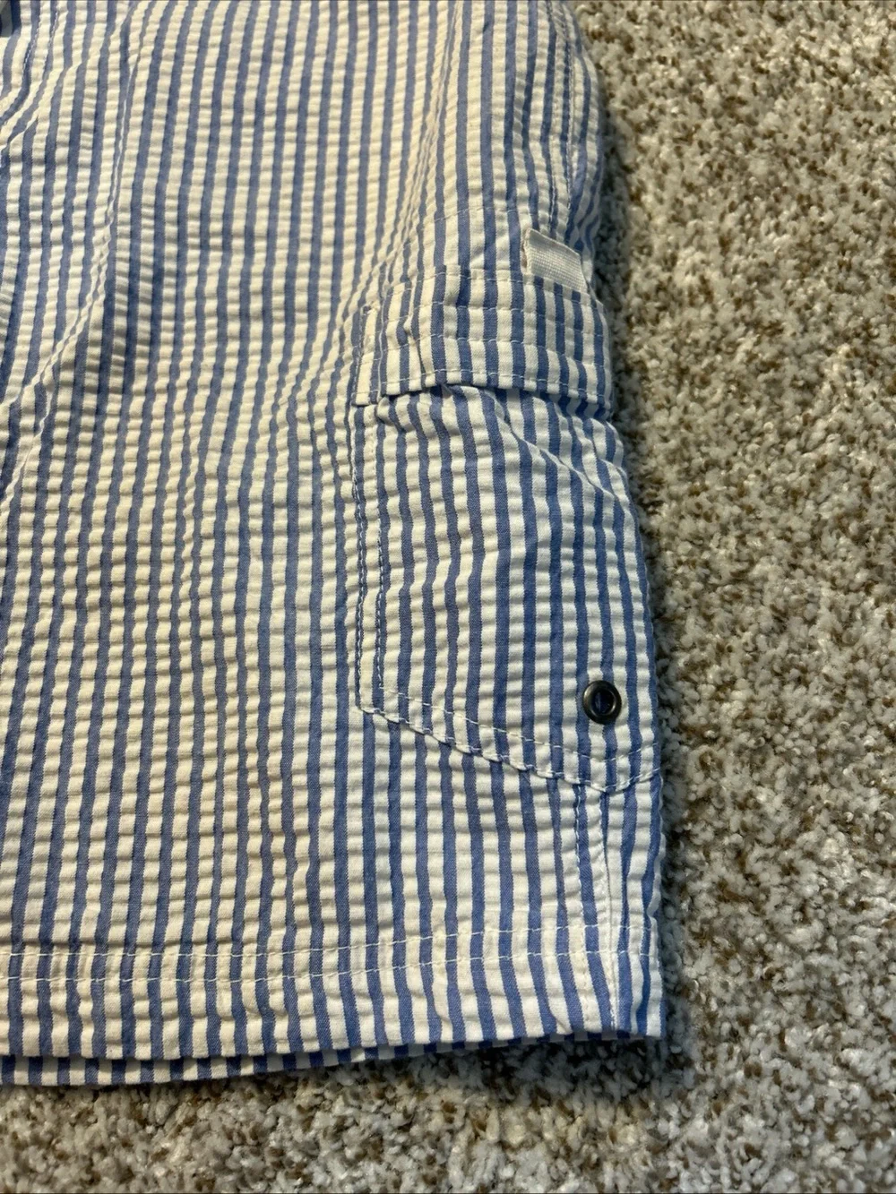 J. Crew Blue and White Seersucker Swim Trunks